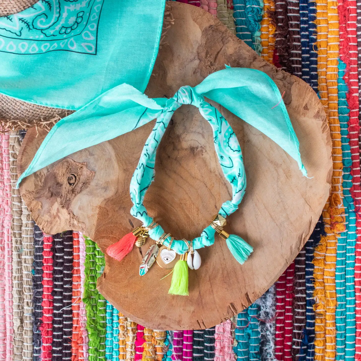 Bandana turquoise bijoux