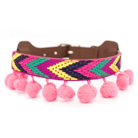 Collier rose pompon